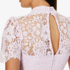 SELF PORTRAIT Short-sleeve Tiered Lace Midi Dress -Outlet Pique Style Store R04195746 PINK ALT05