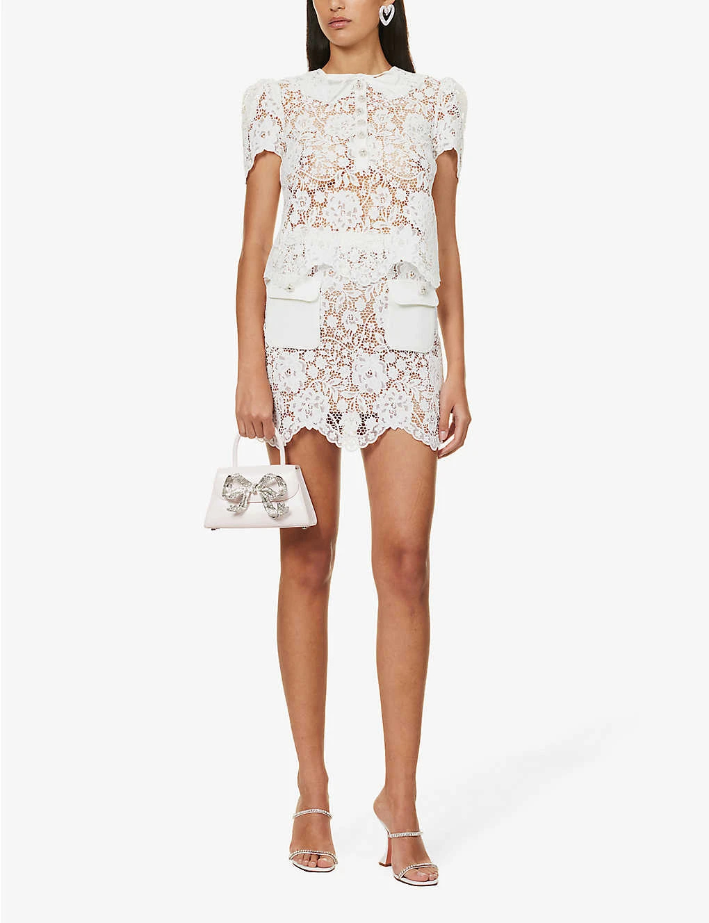 SELF PORTRAIT Flap-pocket Scallop-trim Lace Mini Skirt 2 SELF PORTRAIT Flap-pocket Scallop-trim Lace Mini Skirt - Image 2