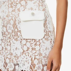 SELF PORTRAIT Flap-pocket Scallop-trim Lace Mini Skirt 9 SELF PORTRAIT Flap-pocket Scallop-trim Lace Mini Skirt -Outlet Pique Style Store R04195755 WHITE ALT04