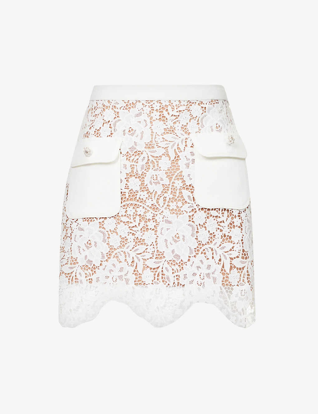 SELF PORTRAIT Flap-pocket Scallop-trim Lace Mini Skirt 1 SELF PORTRAIT Flap-pocket Scallop-trim Lace Mini Skirt