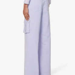 SELF PORTRAIT Cargo-pocket Straight Wide-leg Mid-rise Jeans -Outlet Pique Style Store R04195768 PURPLE ALT03