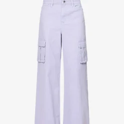 SELF PORTRAIT Cargo-pocket Straight Wide-leg Mid-rise Jeans