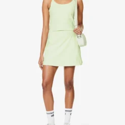 Girlfriend Collective High-rise A-line Stretch-recycled-polyester Mini Skort -Outlet Pique Style Store R04196137 GREENTEA ALT01