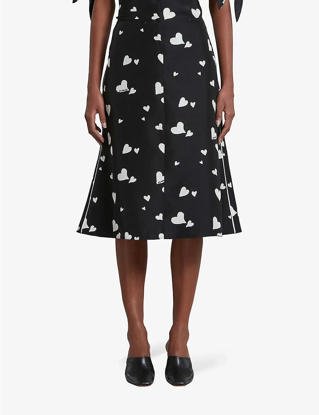 Marni Heart-print Flared-hem Silk Midi Skirt 3 Marni Heart-print Flared-hem Silk Midi Skirt - Image 3