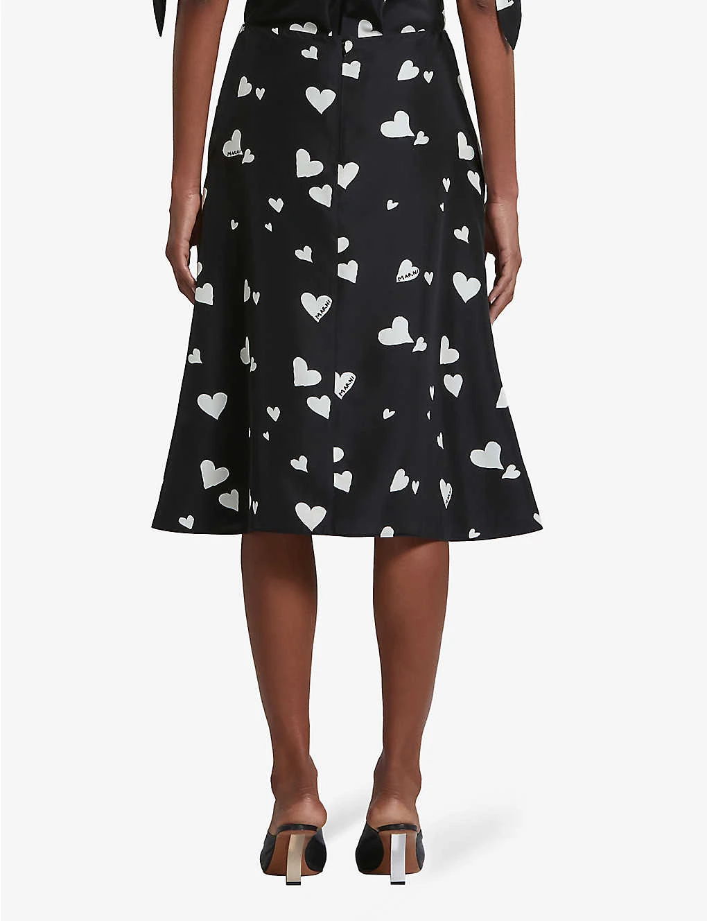 Marni Heart-print Flared-hem Silk Midi Skirt 4 Marni Heart-print Flared-hem Silk Midi Skirt - Image 4