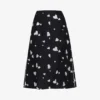 Marni Heart-print Flared-hem Silk Midi Skirt