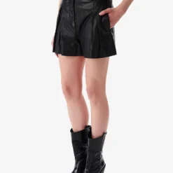 IRO Paoli Belted Leather Shorts -Outlet Pique Style Store R04196558 BLA01 ALT02