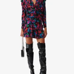 IRO Masca Floral-print Silk Mini Dress -Outlet Pique Style Store R04196569 BLA72 ALT01