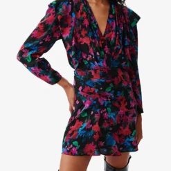 IRO Masca Floral-print Silk Mini Dress -Outlet Pique Style Store R04196569 BLA72 ALT02