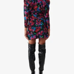 IRO Masca Floral-print Silk Mini Dress -Outlet Pique Style Store R04196569 BLA72 ALT03