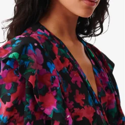 IRO Masca Floral-print Silk Mini Dress -Outlet Pique Style Store R04196569 BLA72 ALT04