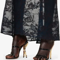 ALAIA Sheer Floral-pattern Cotton-blend Maxi Skirt -Outlet Pique Style Store R04196670 BLEUCENDRE ALT04