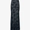 ALAIA Sheer Floral-pattern Cotton-blend Maxi Skirt