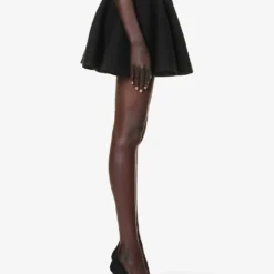 ALAIA Ribbed Flared Mid-rise Wool-blend Mini Skirt -Outlet Pique Style Store R04196694 NOIRALAIA ALT02