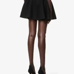 ALAIA Ribbed Flared Mid-rise Wool-blend Mini Skirt -Outlet Pique Style Store R04196694 NOIRALAIA ALT03