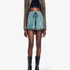 Sandro Louxor Graphic-print Woven Shorts -Outlet Pique Style Store R04197507 BRUNS ALT01