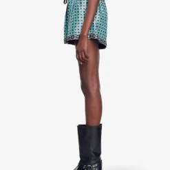 Sandro Louxor Graphic-print Woven Shorts -Outlet Pique Style Store R04197507 BRUNS ALT02