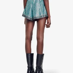Sandro Louxor Graphic-print Woven Shorts -Outlet Pique Style Store R04197507 BRUNS ALT03