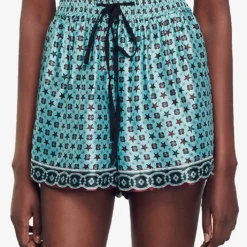 Sandro Louxor Graphic-print Woven Shorts -Outlet Pique Style Store R04197507 BRUNS ALT04