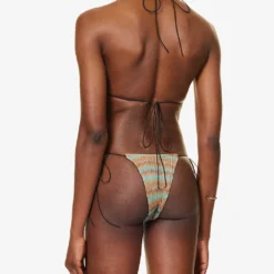 Jaded London Disc-embellished Zigzag Knitted Bikini Top -Outlet Pique Style Store R04197643 PRINT ALT02