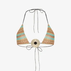 Jaded London Disc-embellished Zigzag Knitted Bikini Top