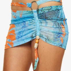 Jaded London Ruched Bead-embellished Stretch-mesh Mini Skirt -Outlet Pique Style Store R04197646 MONSTERAPRINT ALT04