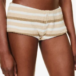 Jaded London Thalia Striped Towelling Shorts -Outlet Pique Style Store R04197653 BROWNSTRIPETOWELLING ALT02