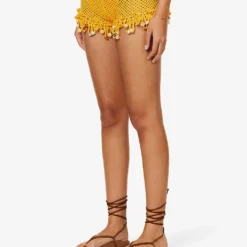 Jaded London Bead-embellished Crochet Cotton-blend Shorts -Outlet Pique Style Store R04197657 TANCROCHET ALT02