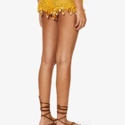 Jaded London Bead-embellished Crochet Cotton-blend Shorts -Outlet Pique Style Store R04197657 TANCROCHET ALT03