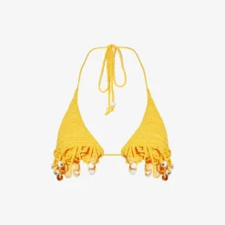 Jaded London Bead-embellished Crochet Cotton-blend Bikini Top