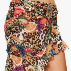 Jaded London Cindy Graphic-print Stretch-mesh Mini Skirt -Outlet Pique Style Store R04197667 LEOPARDFRUITPRINT ALT04