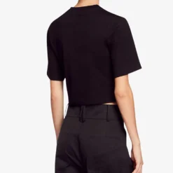 Sandro Rhinestone-applique Bustier Cotton T-shirt -Outlet Pique Style Store R04197710 NOIRGRIS ALT03