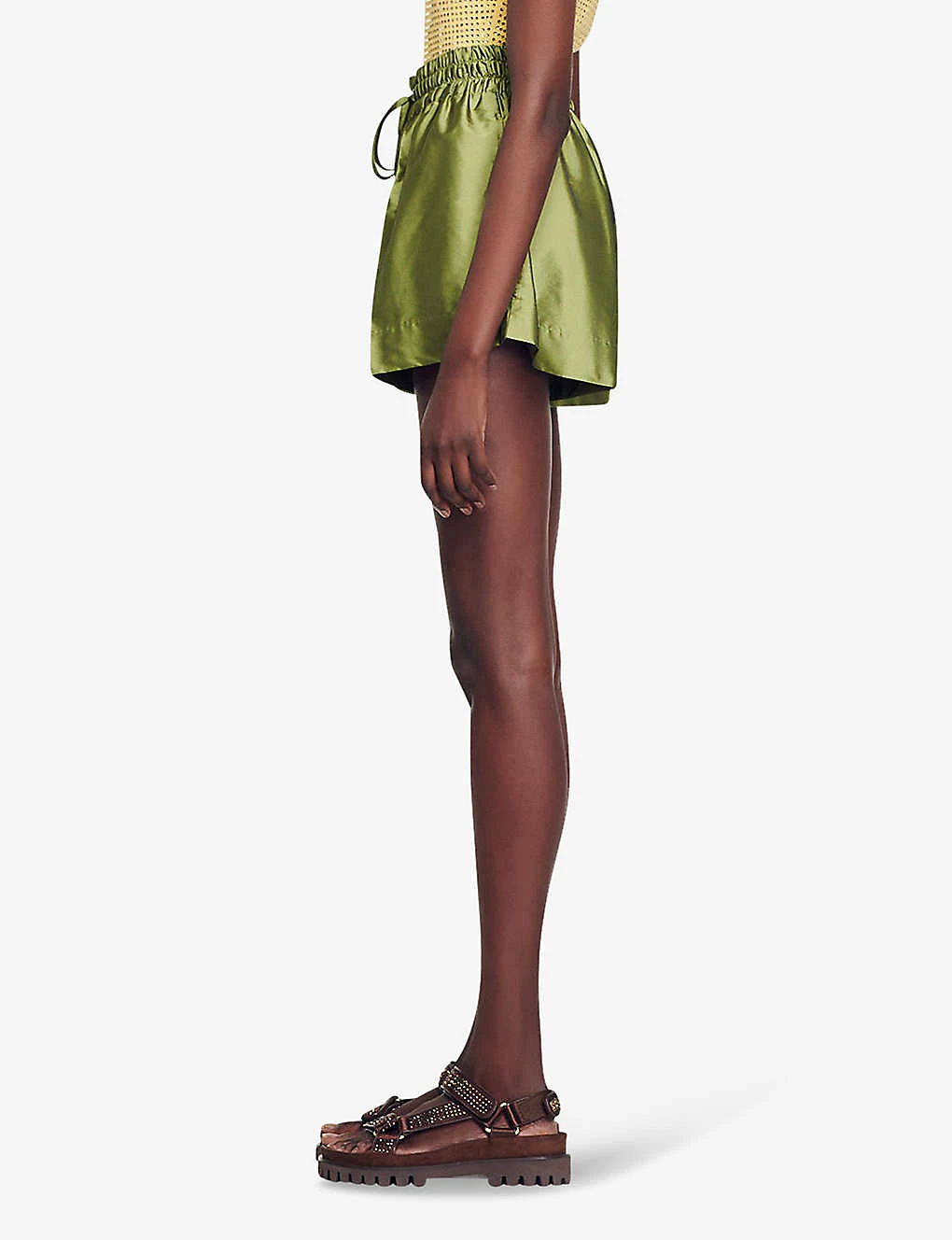 Sandro Egypte Elasticated-waist Wide-leg Satin Shorts 3 Sandro Egypte Elasticated-waist Wide-leg Satin Shorts - Image 3