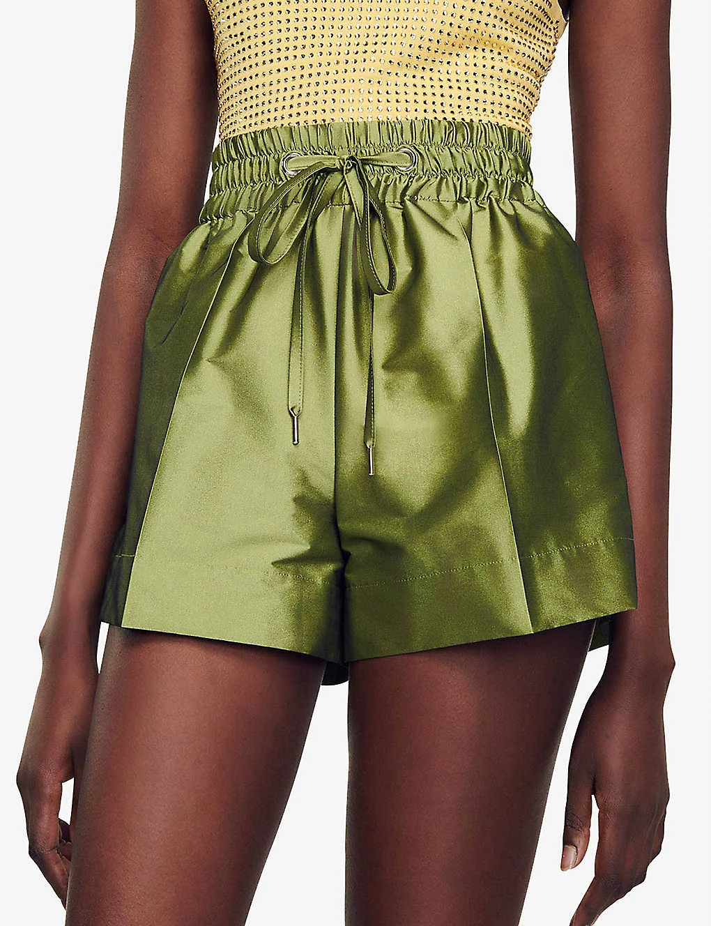 Sandro Egypte Elasticated-waist Wide-leg Satin Shorts 5 Sandro Egypte Elasticated-waist Wide-leg Satin Shorts - Image 5