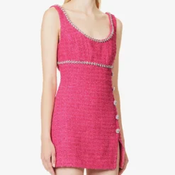 SELF PORTRAIT Button-embellished Contrast-trim Woven Mini Dress 7 SELF PORTRAIT Button-embellished Contrast-trim Woven Mini Dress -Outlet Pique Style Store R04198072 PINK ALT02