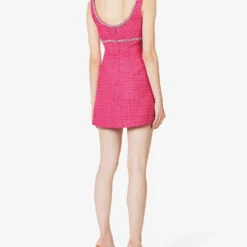 SELF PORTRAIT Button-embellished Contrast-trim Woven Mini Dress 8 SELF PORTRAIT Button-embellished Contrast-trim Woven Mini Dress -Outlet Pique Style Store R04198072 PINK ALT03