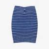 Stripe-pattern Crinkle-texture Stretch-woven Mini Skirt