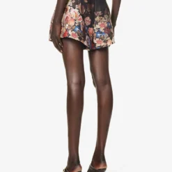 Zimmermann Floral-print High-rise Silk And Cotton-blend Shorts -Outlet Pique Style Store R04199036 MORISOTBLACKPRINT ALT03