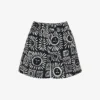 Whistles Sunman Graphic-print Elasticated-band Linen Cotton-blend Shorts
