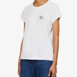 Rag & Bone Star Crossed Lovers Logo-embroidered Organic Cotton-jersey T-shirt -Outlet Pique Style Store R04201905 WHITE ALT02