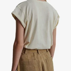 Soeur Valentina Brand-print Organic-cotton And Linen-blend T-shirt -Outlet Pique Style Store R04202518 CREAM ALT02