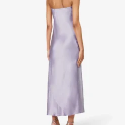 Joana Strapless Silk Midi Dress -Outlet Pique Style Store R04203303 AURA ALT03