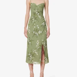 Kourtney Floral-print Slim-fit Woven Midi Dress -Outlet Pique Style Store R04203329 BONITA ALT02