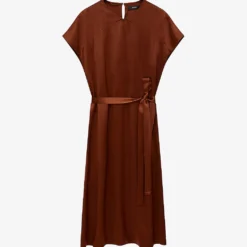 Joseph Dauphine Belted Silk Midi Dress