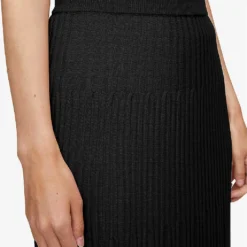 Joseph Ribbed A-line Wool Midi Skirt -Outlet Pique Style Store R04203815 BLACK ALT03
