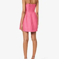 Baret Strapless Linen-blend Mini Dress -Outlet Pique Style Store R04204007 HOTPINK ALT03