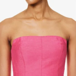 Baret Strapless Linen-blend Mini Dress -Outlet Pique Style Store R04204007 HOTPINK ALT04