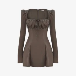 Carlina Long-sleeve Stretch Cotton-blend Mini Dress