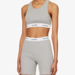 Serif Logo-underband Stretch-cotton Bralette 7 Serif Logo-underband Stretch-cotton Bralette -Outlet Pique Style Store R04205006 HEATHERGRAY ALT02