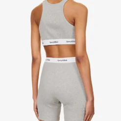 Serif Logo-underband Stretch-cotton Bralette 8 Serif Logo-underband Stretch-cotton Bralette -Outlet Pique Style Store R04205006 HEATHERGRAY ALT03